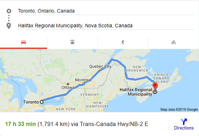 Toronto to Halifax